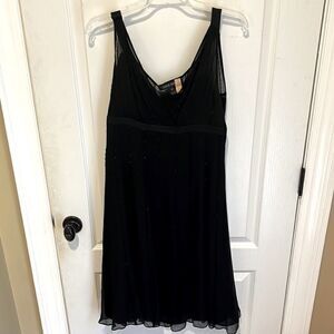 Anne Klein semi formal black dress with black beads